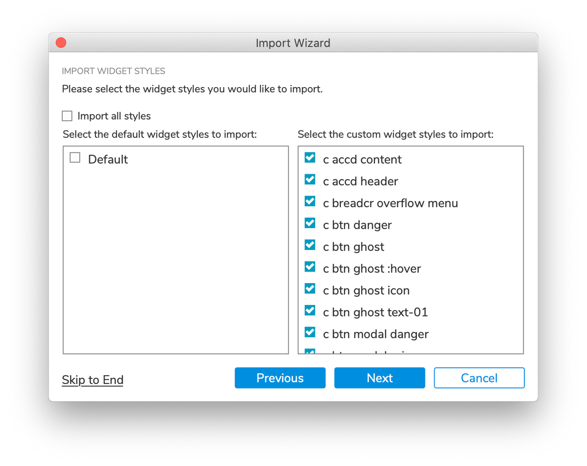 Axure wizard settings Axure wizard settings