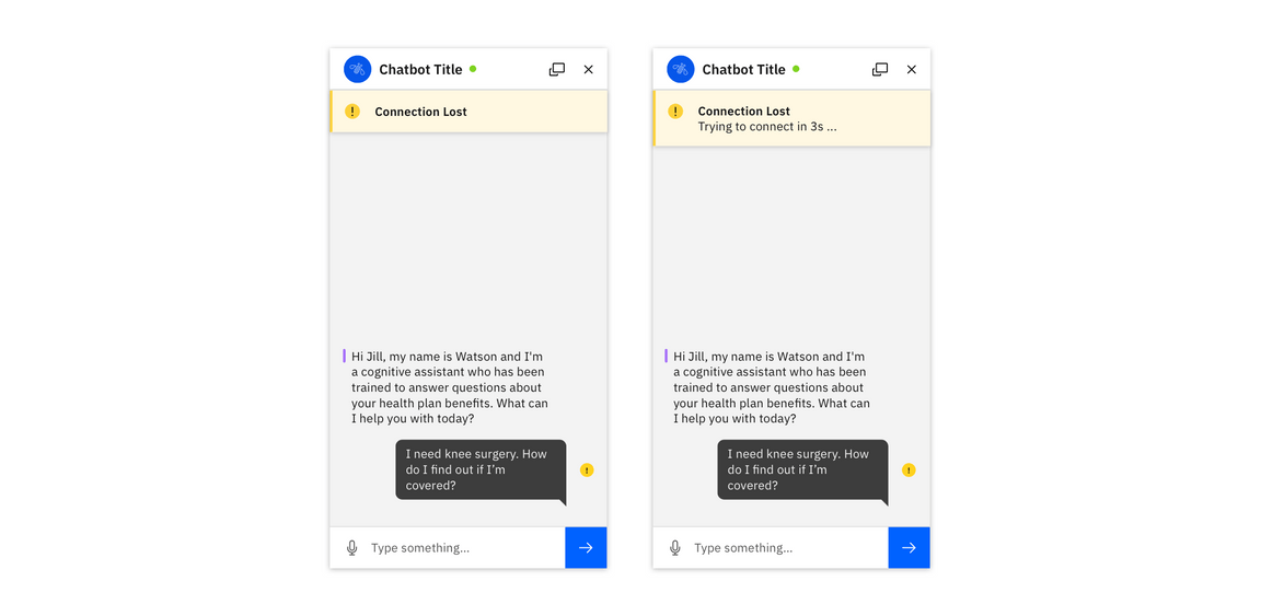 Chatbot error notification Chatbot error notification